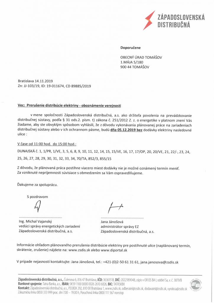 Dunajská ul. - 5.12.2020